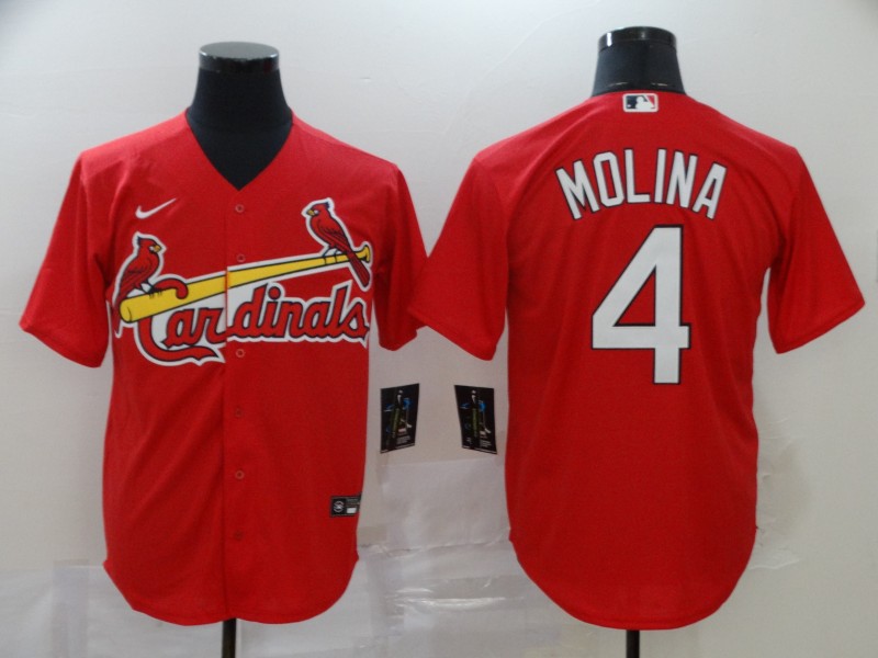 Men's St. Louis Cardinals #4 Yadier Molina Red Cool Base Stitched MLB Jersey